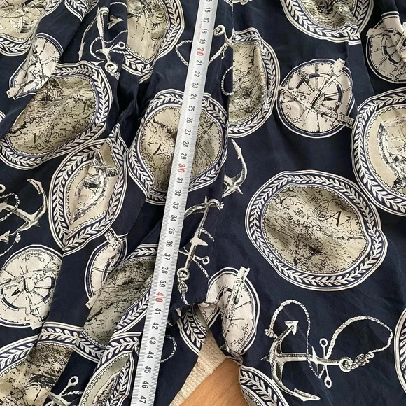 Vintage - Pure Silk Nautical Themed Oversized Shorts Dark Blue - Picture 7 of 15